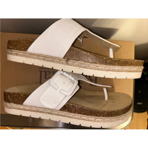 NEW Bjorndal White Penelope Thong Sandals, Cork insole, White & Jute Bottoms Sz7 - Picture 4 of 11